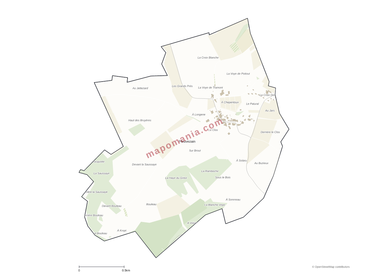 Carte de Pleuvezain à personnaliser
