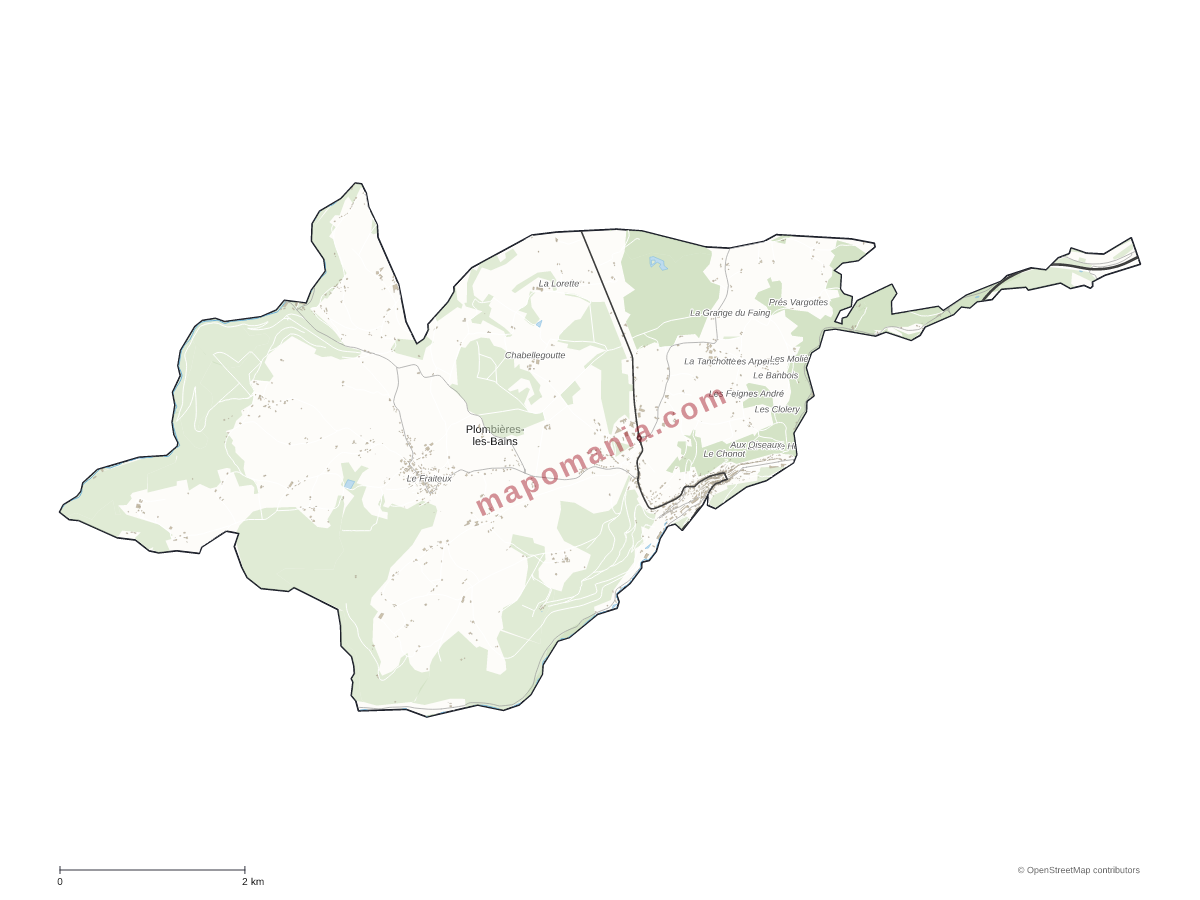Carte de Plombières-les-Bains à personnaliser