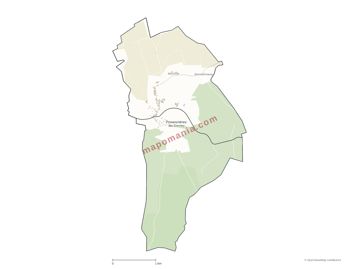Carte de Provenchères-lès-Darney à personnaliser