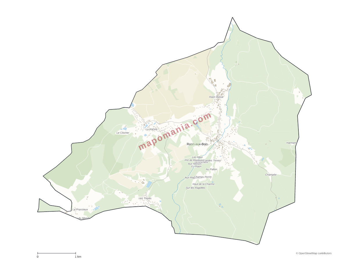 Carte de Raon-aux-Bois à personnaliser