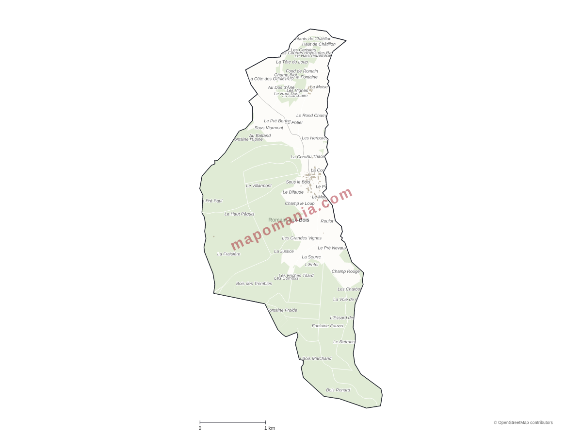 Carte de Romain-aux-Bois à personnaliser