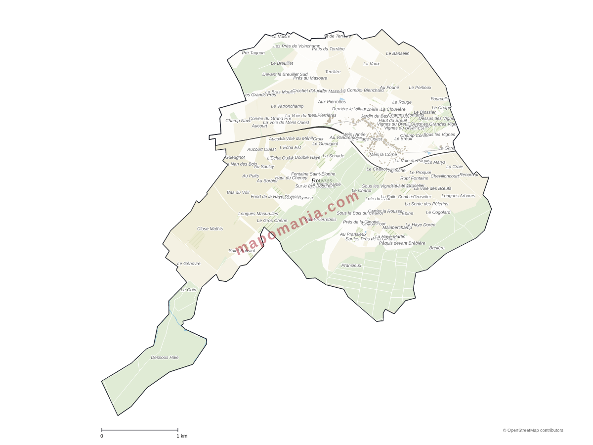Carte de Rouvres-en-Xaintois à personnaliser