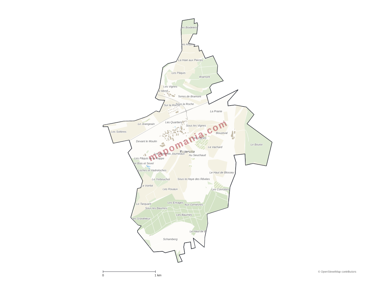 Carte de Rozerotte à personnaliser