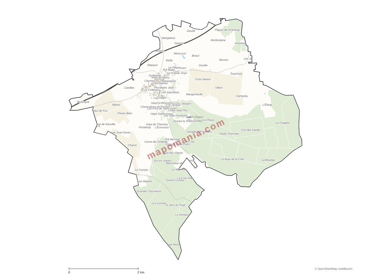 Carte de Saint-Ouen-lès-Parey à personnaliser