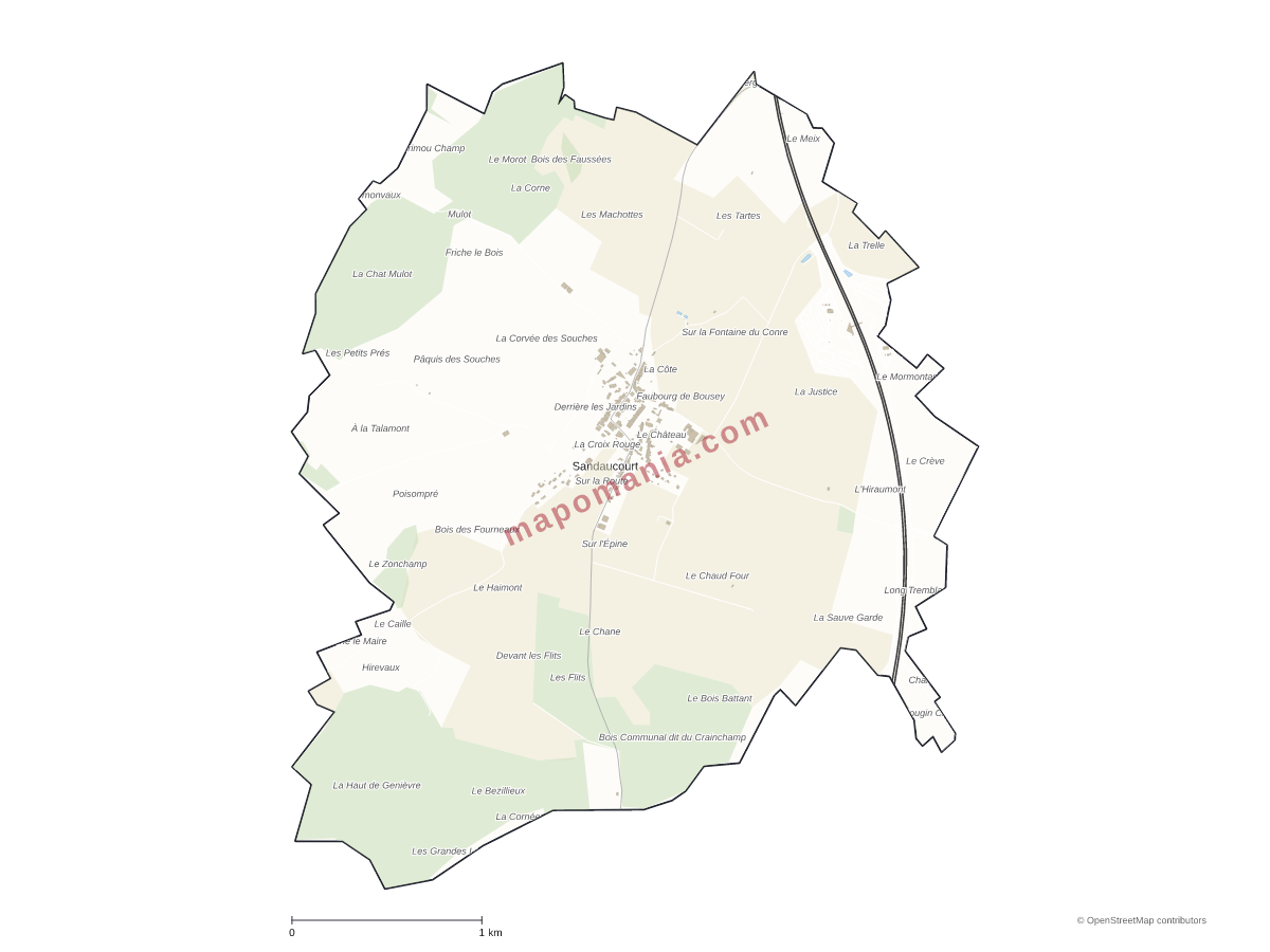 Carte de Sandaucourt à personnaliser