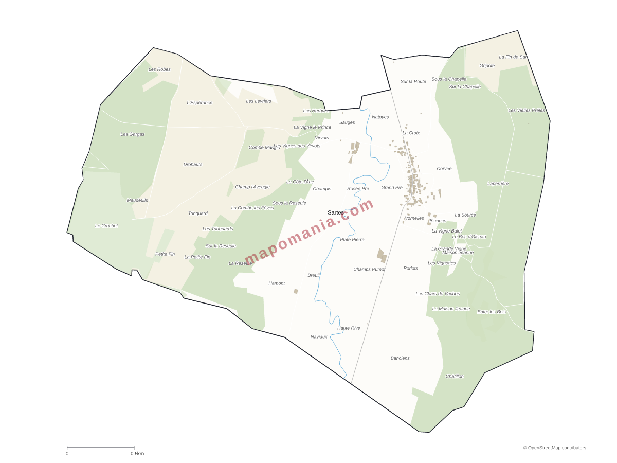 Carte de Sartes à personnaliser