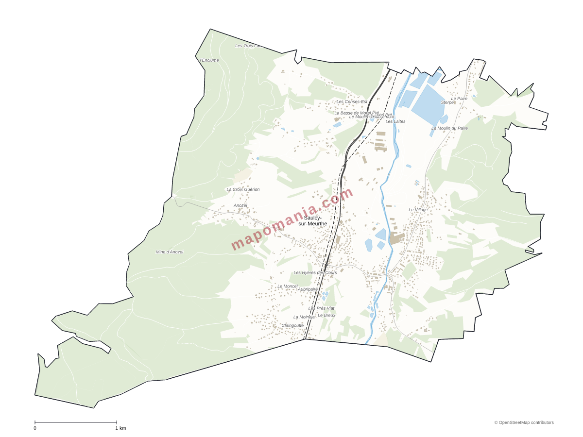 Carte de Saulcy-sur-Meurthe à personnaliser