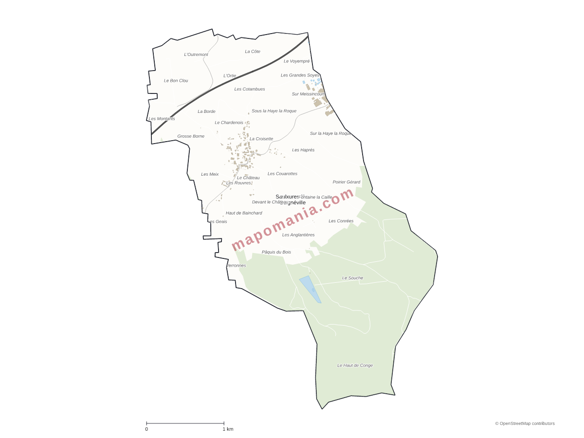 Carte de Saulxures-lès-Bulgnéville à personnaliser