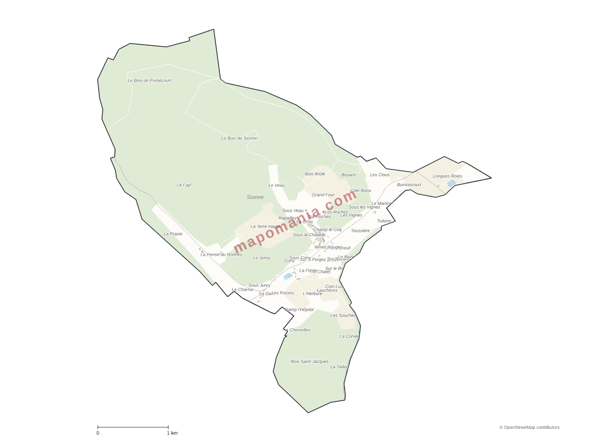 Carte de Sionne à personnaliser