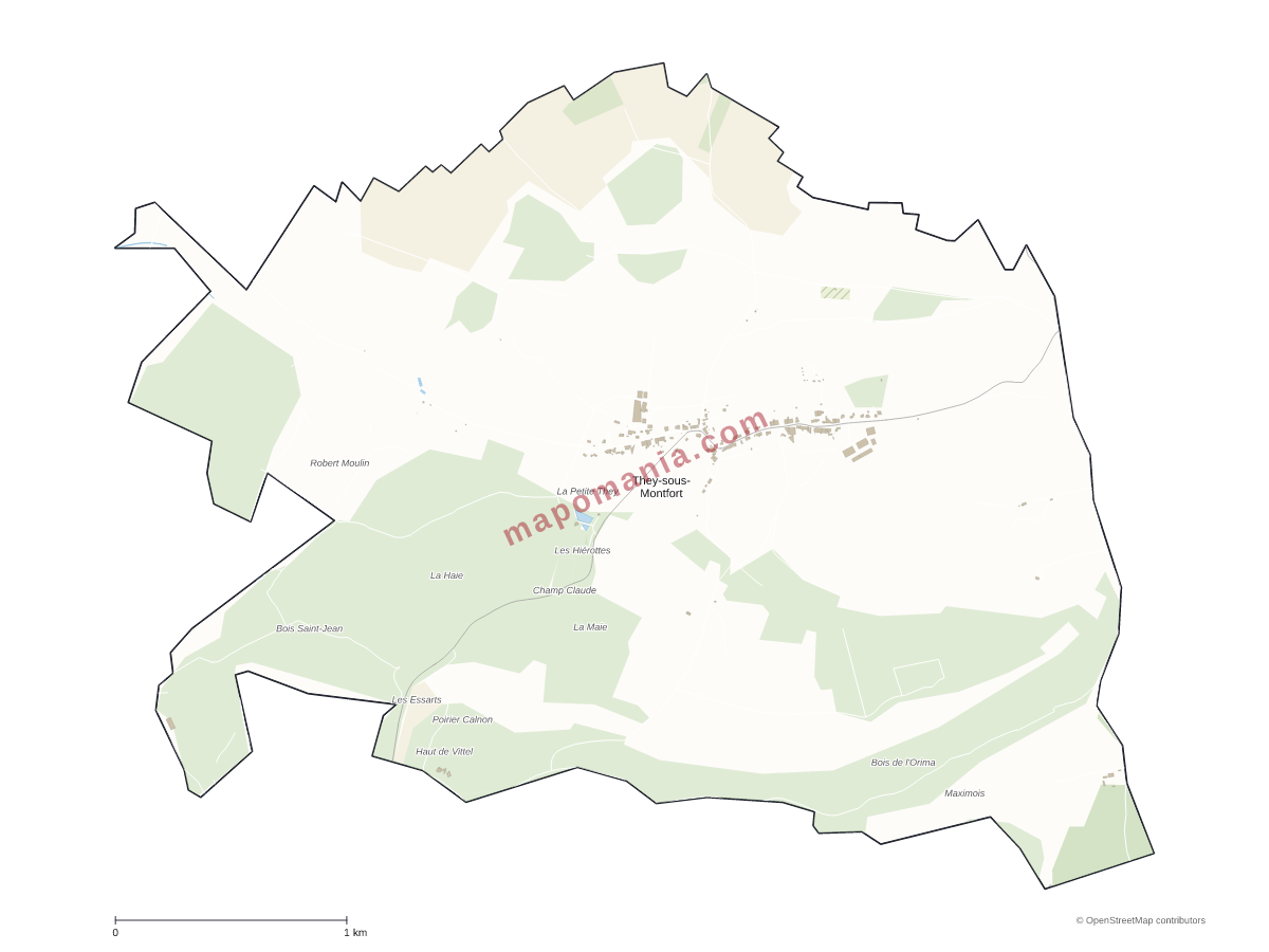 Carte de They-sous-Montfort à personnaliser
