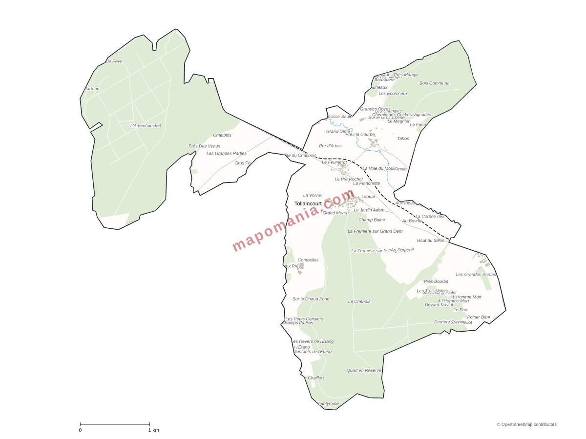 Carte de Tollaincourt à personnaliser