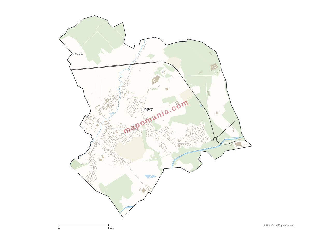 Carte de Uxegney à personnaliser