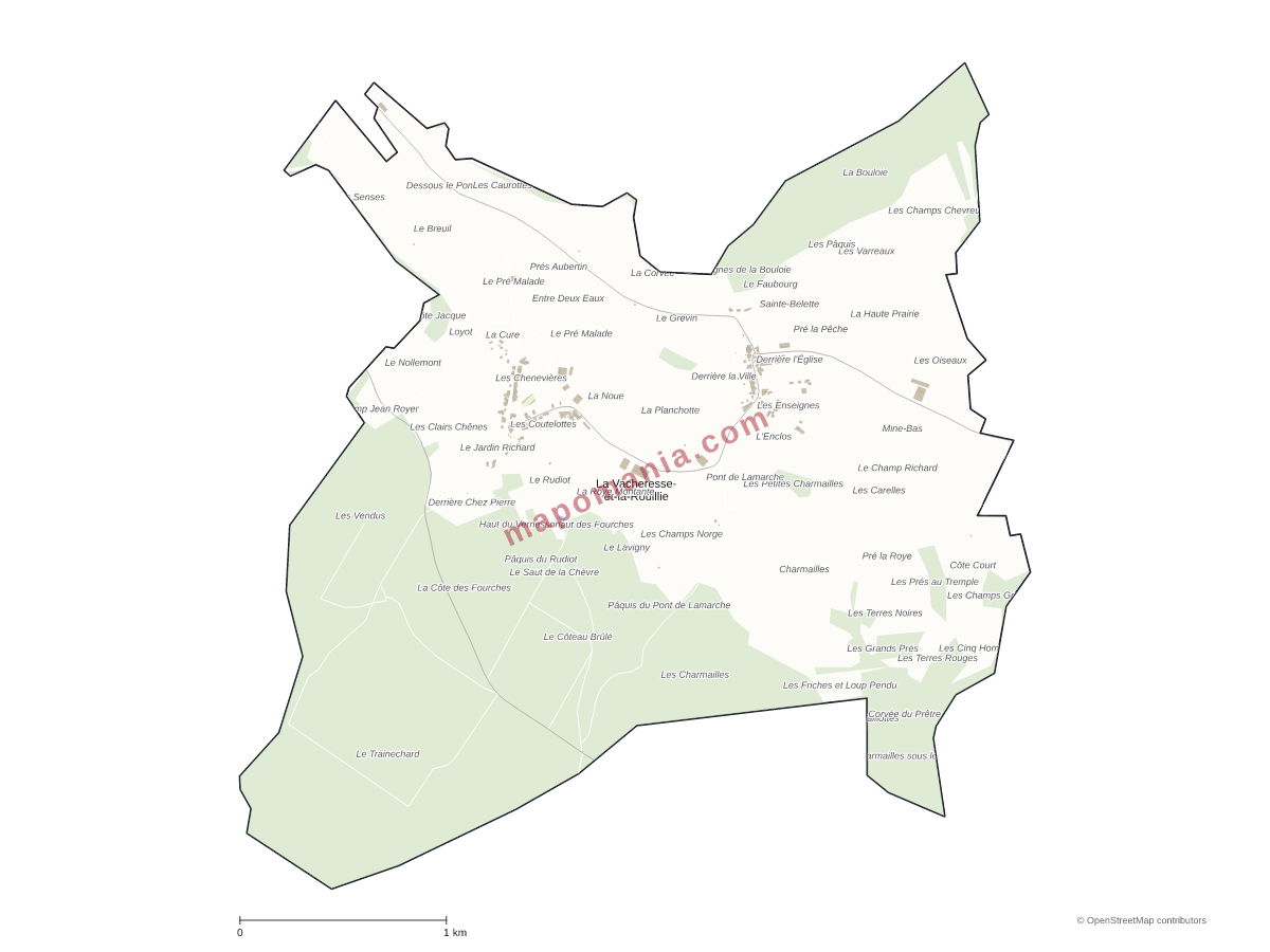 Carte de La Vacheresse-et-la-Rouillie à personnaliser