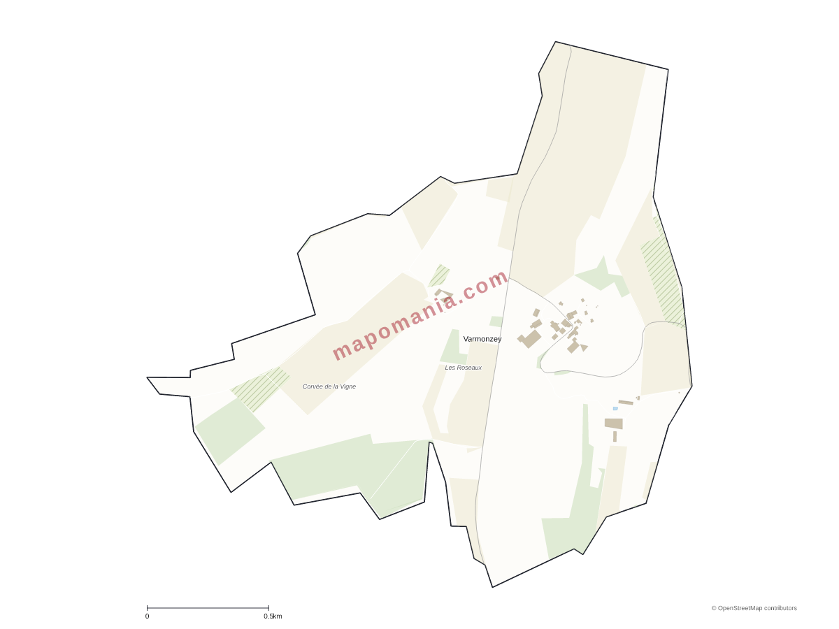 Carte de Varmonzey à personnaliser