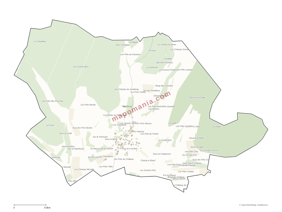 Carte de Vaubexy à personnaliser