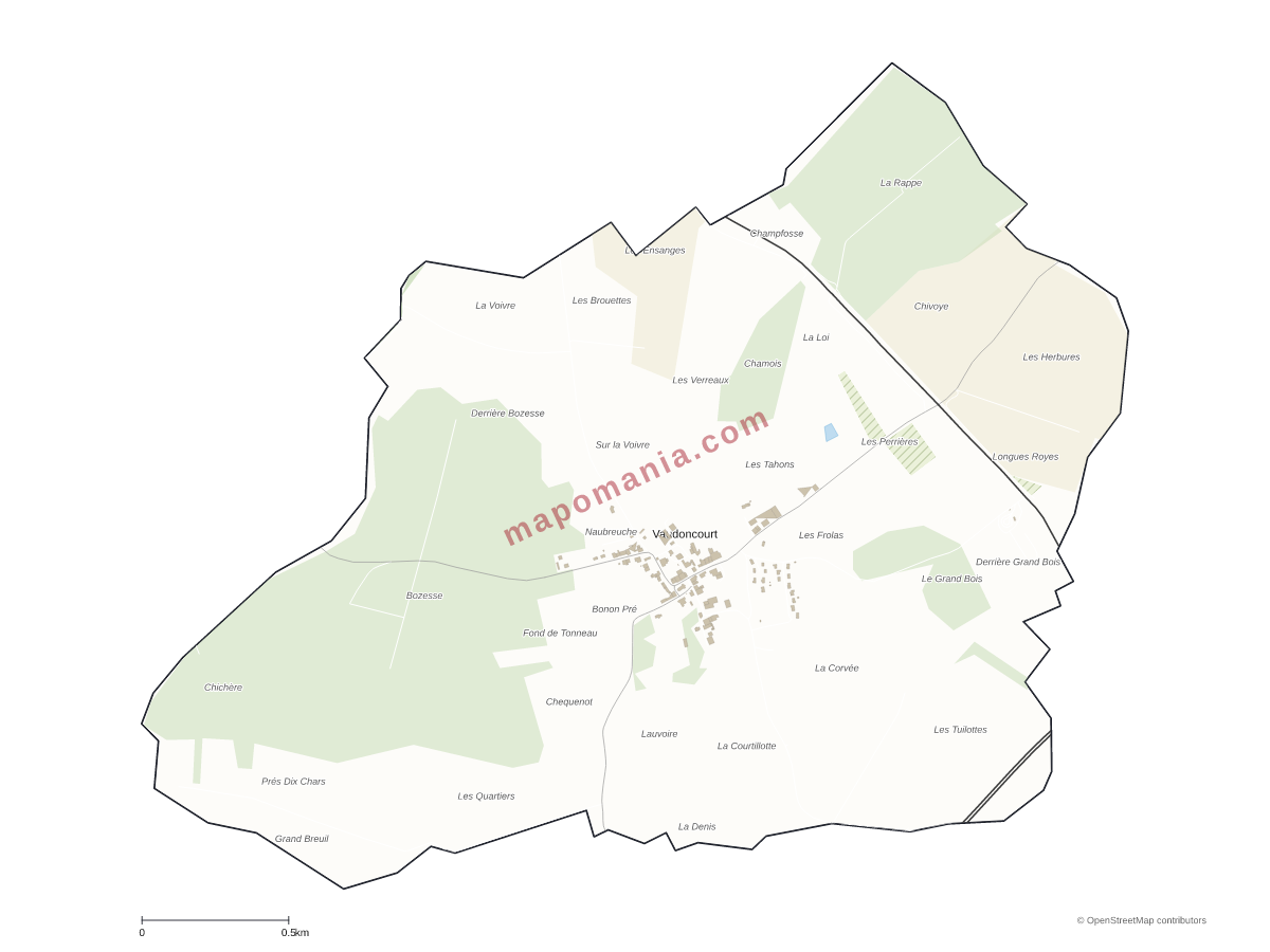 Carte de Vaudoncourt à personnaliser