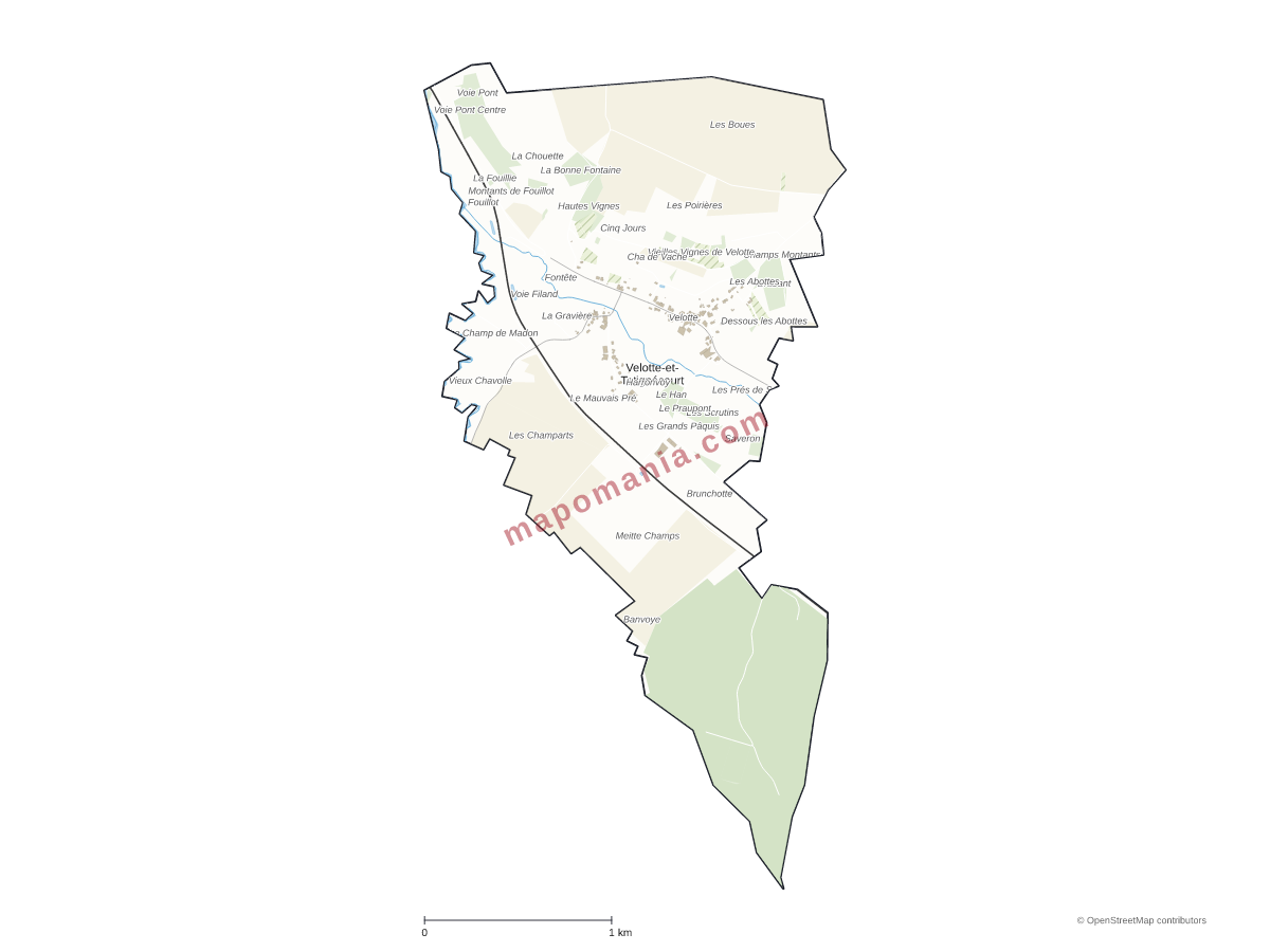 Carte de Velotte-et-Tatignécourt à personnaliser