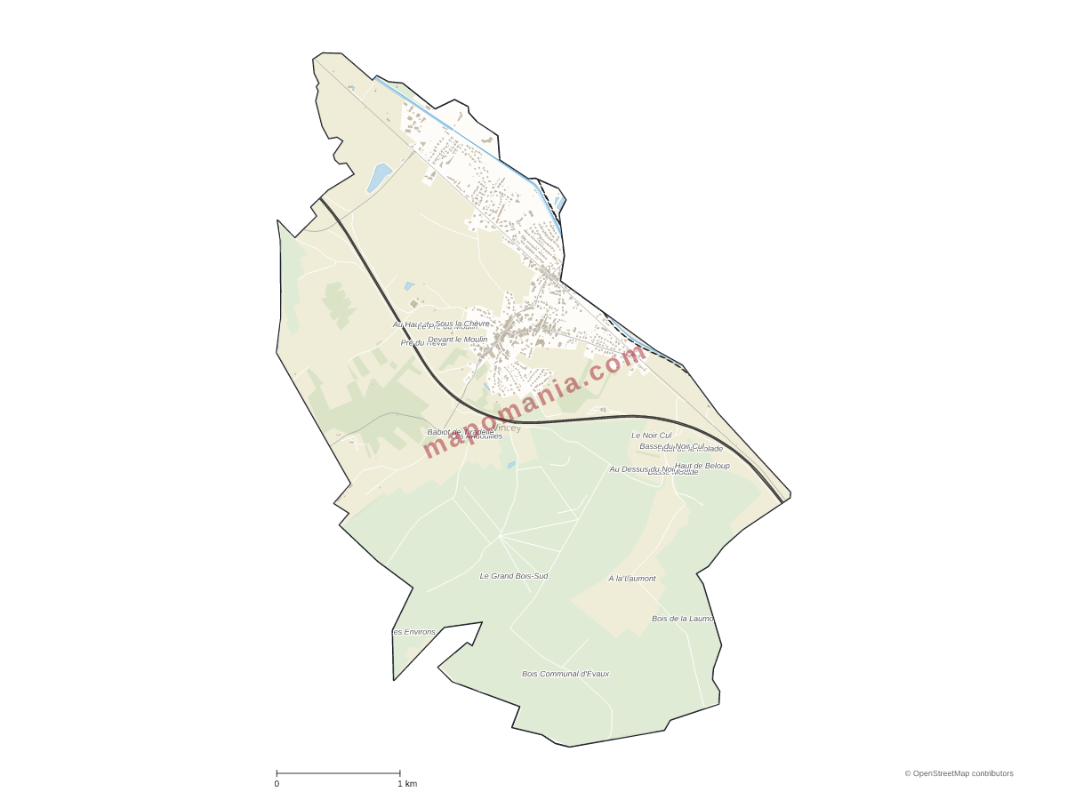 Carte de Vincey à personnaliser