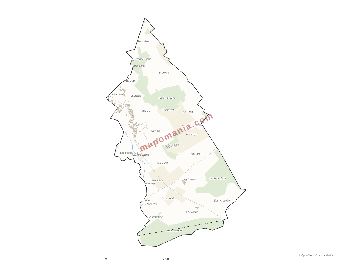 Carte de Viocourt à personnaliser
