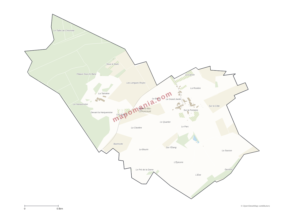 Carte de Viviers-lès-Offroicourt à personnaliser
