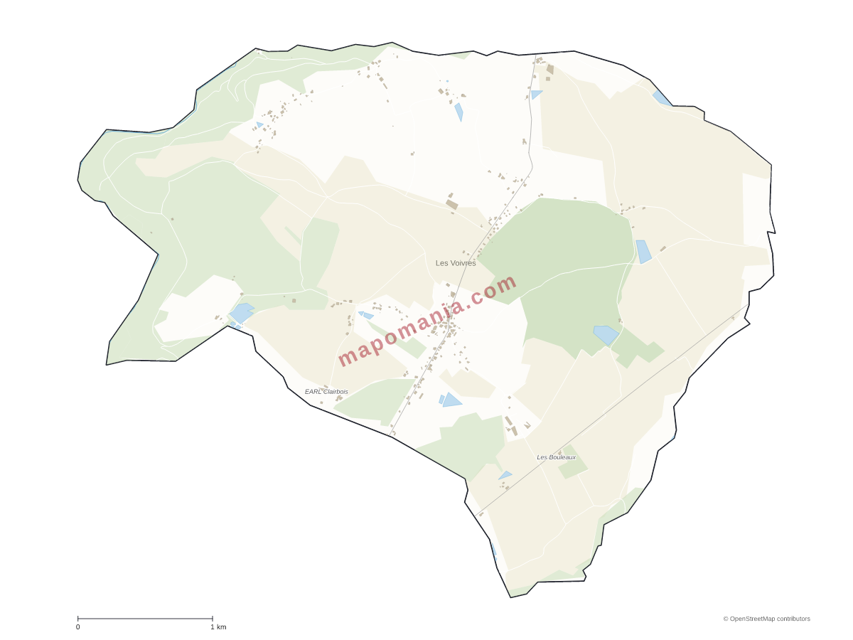 Carte de Les Voivres à personnaliser