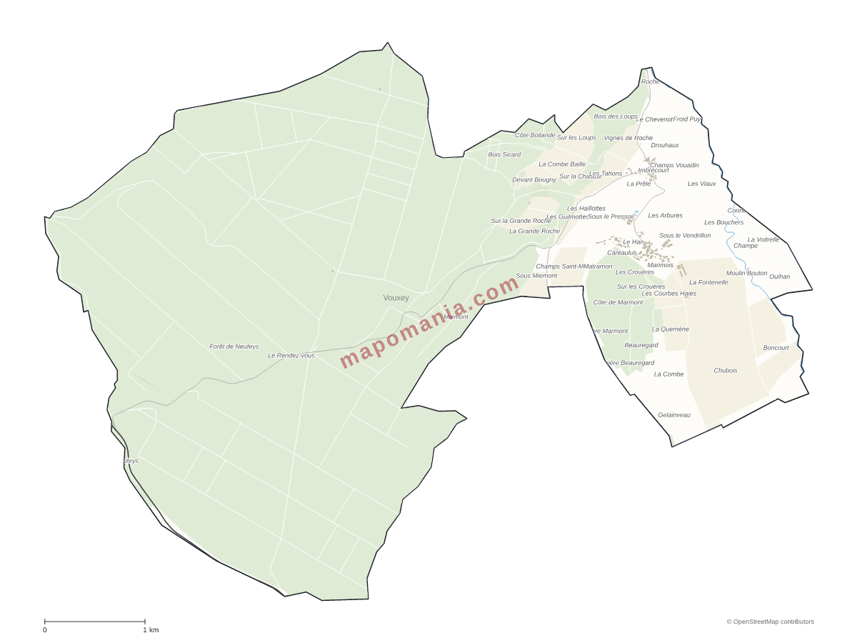 Carte de Vouxey à personnaliser