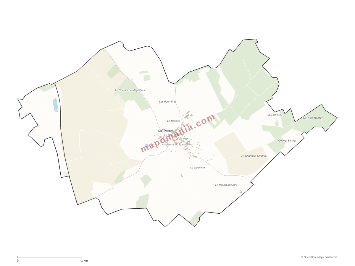 Carte de Xaffévillers à personnaliser