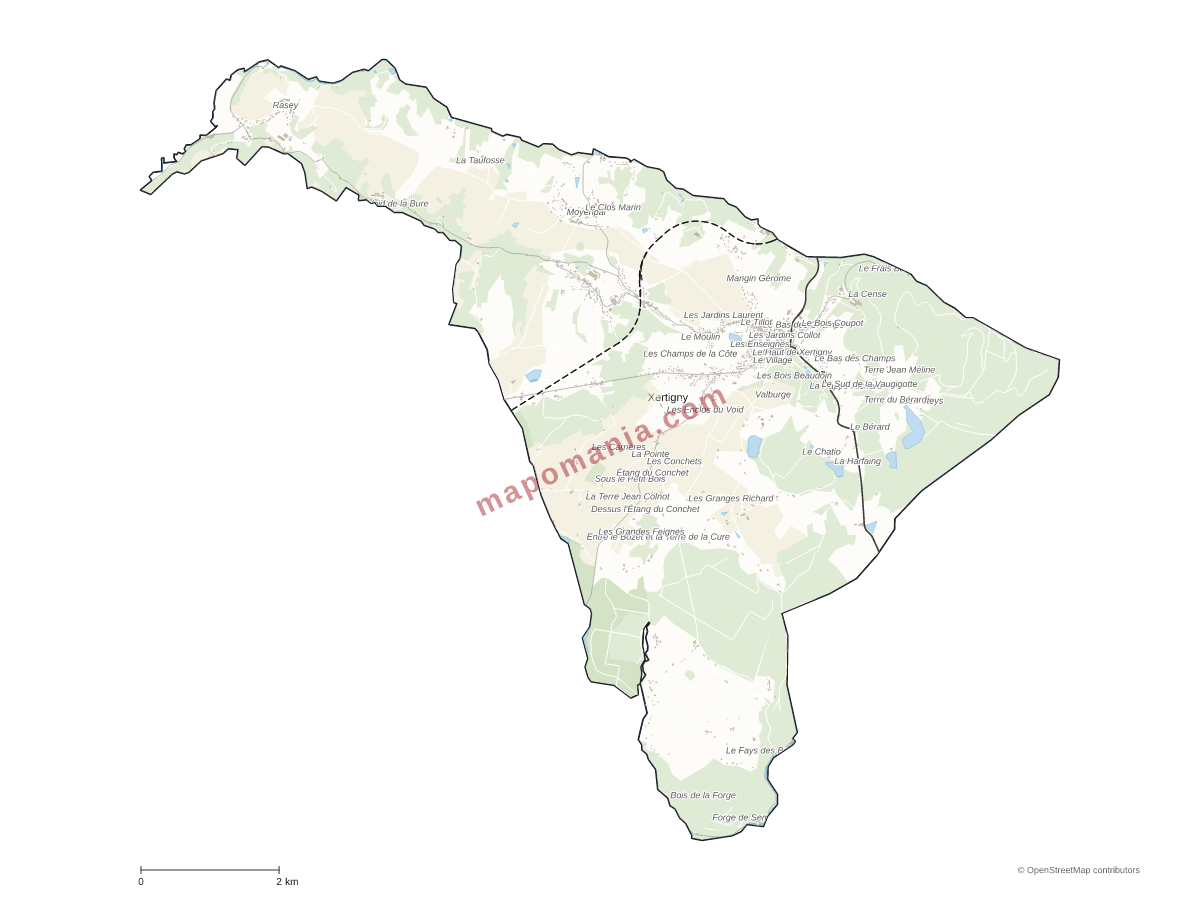 Carte de Xertigny à personnaliser