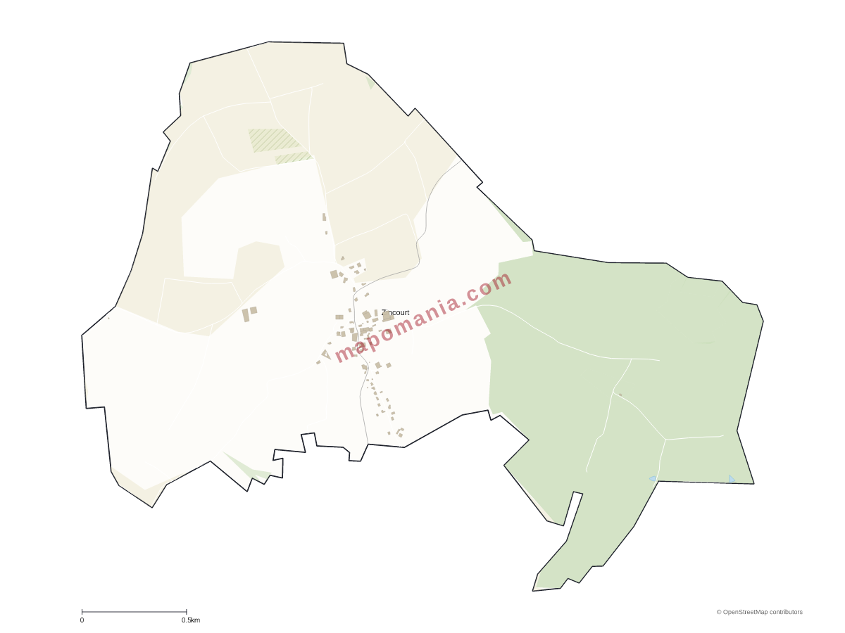 Carte de Zincourt à personnaliser