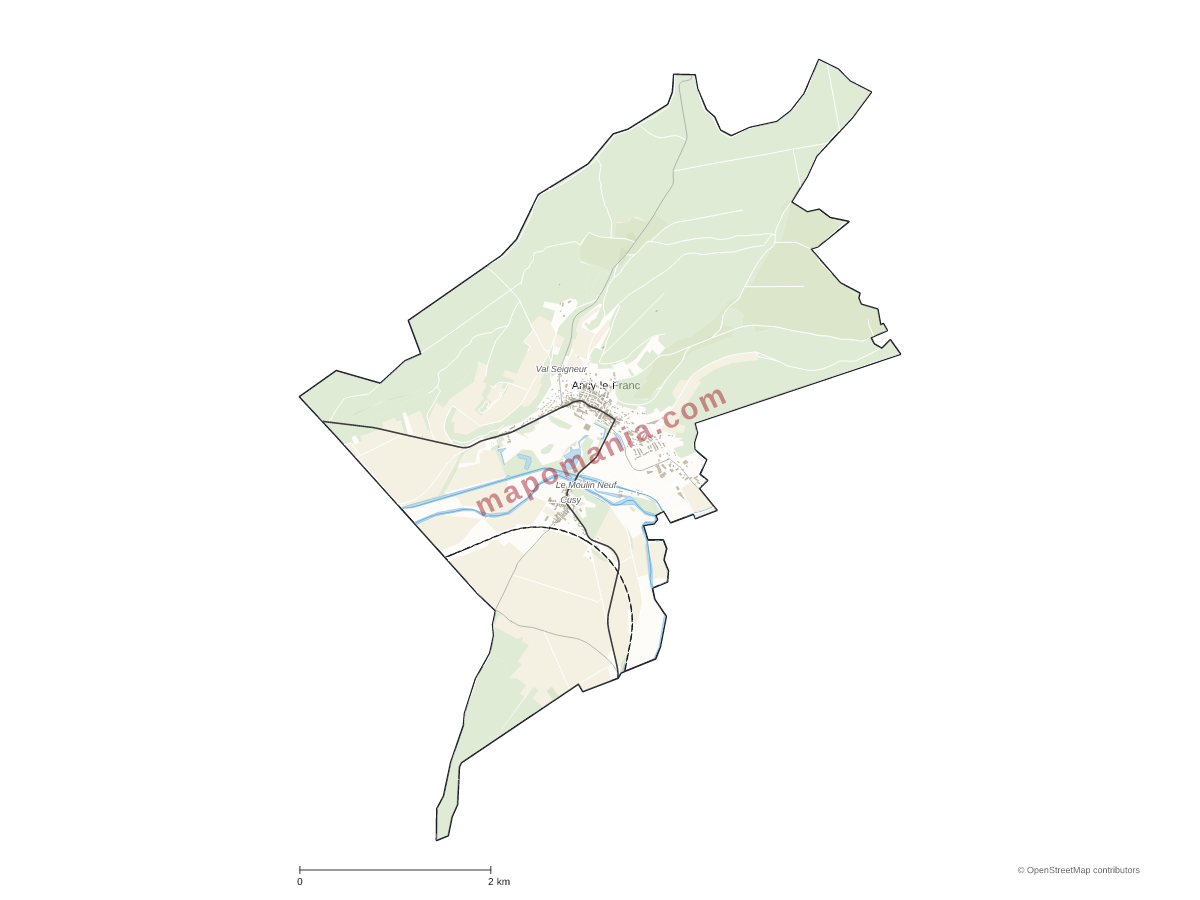 Carte de Ancy-le-Franc à personnaliser