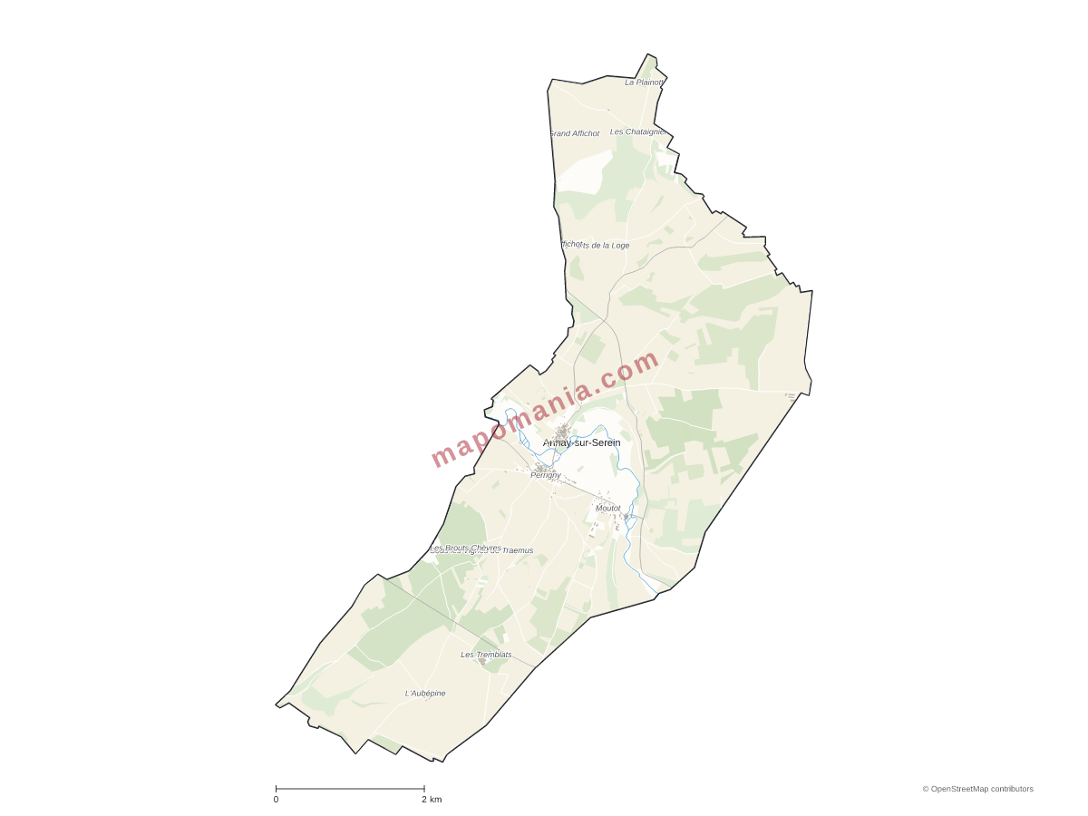 Carte de Annay-sur-Serein à personnaliser