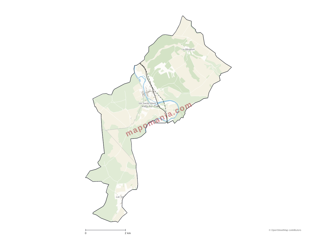 Carte de Arcy-sur-Cure à personnaliser