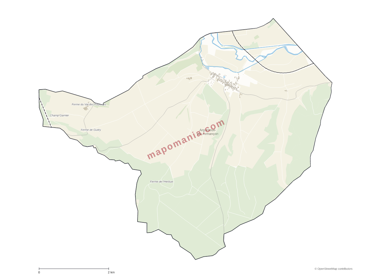Carte de Argenteuil-sur-Armançon à personnaliser