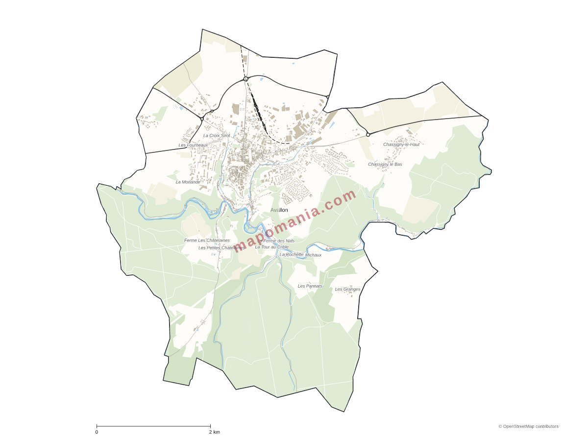Carte de Avallon à personnaliser