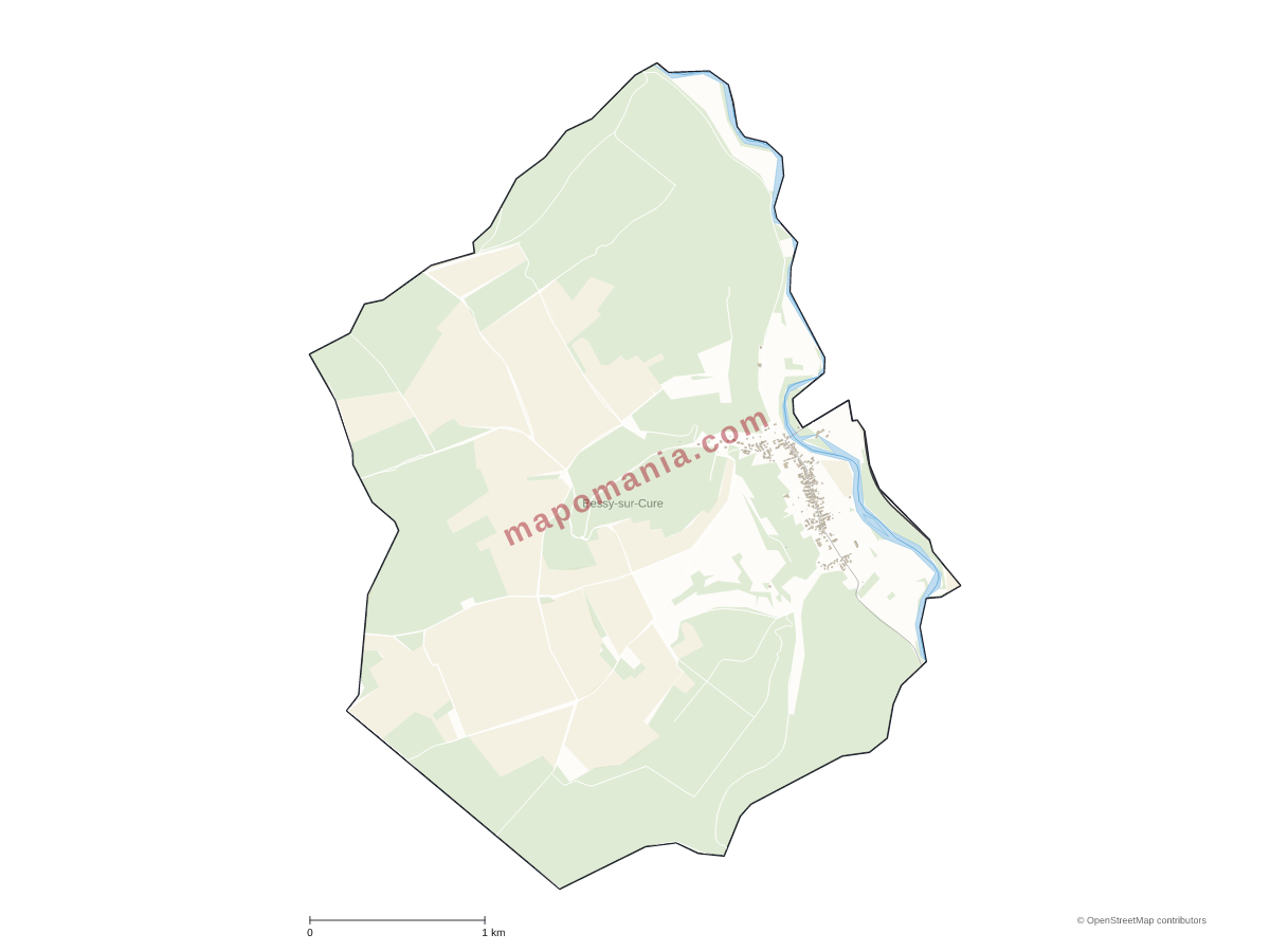 Carte de Bessy-sur-Cure à personnaliser