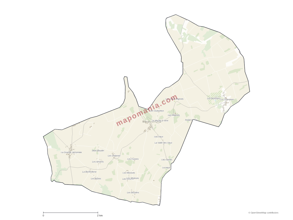 Carte de Bœurs-en-Othe à personnaliser