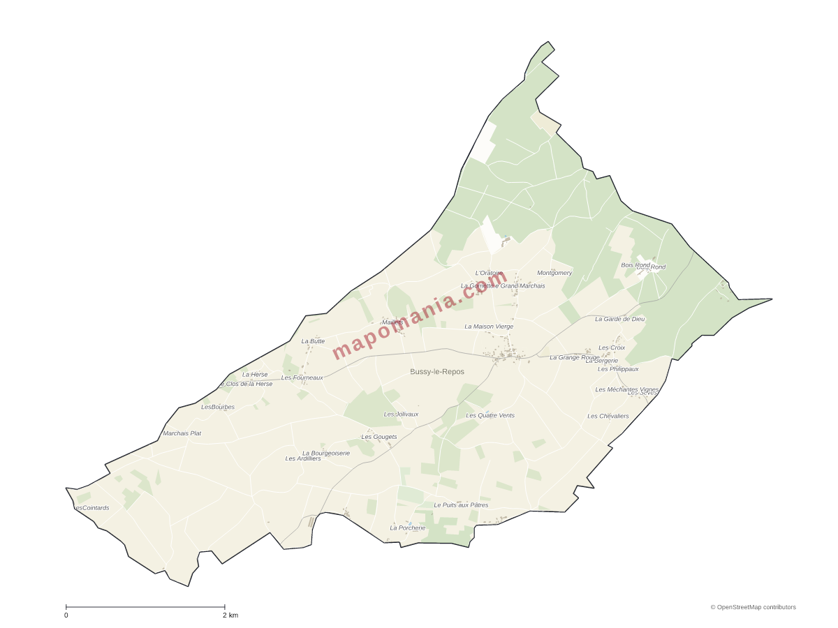 Carte de Bussy-le-Repos à personnaliser