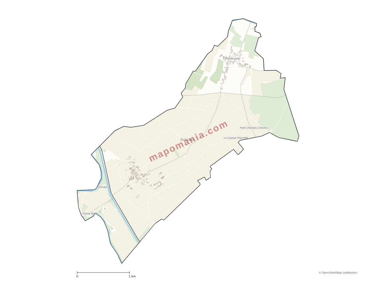 Carte de Butteaux à personnaliser