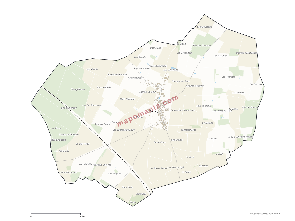 Carte de Carisey à personnaliser
