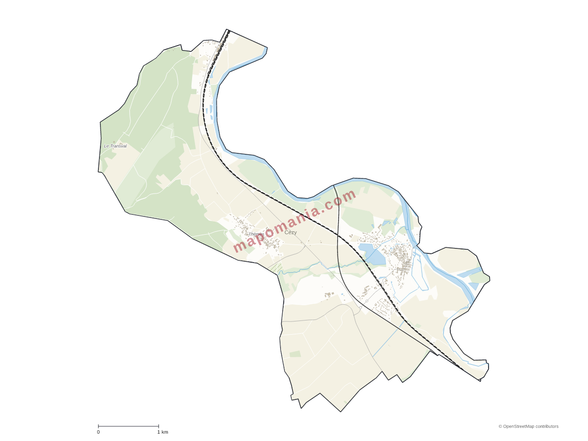 Carte de Cézy à personnaliser