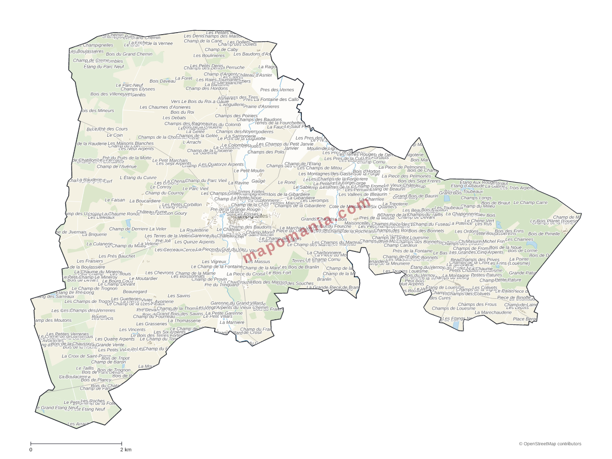Carte de Champignelles à personnaliser