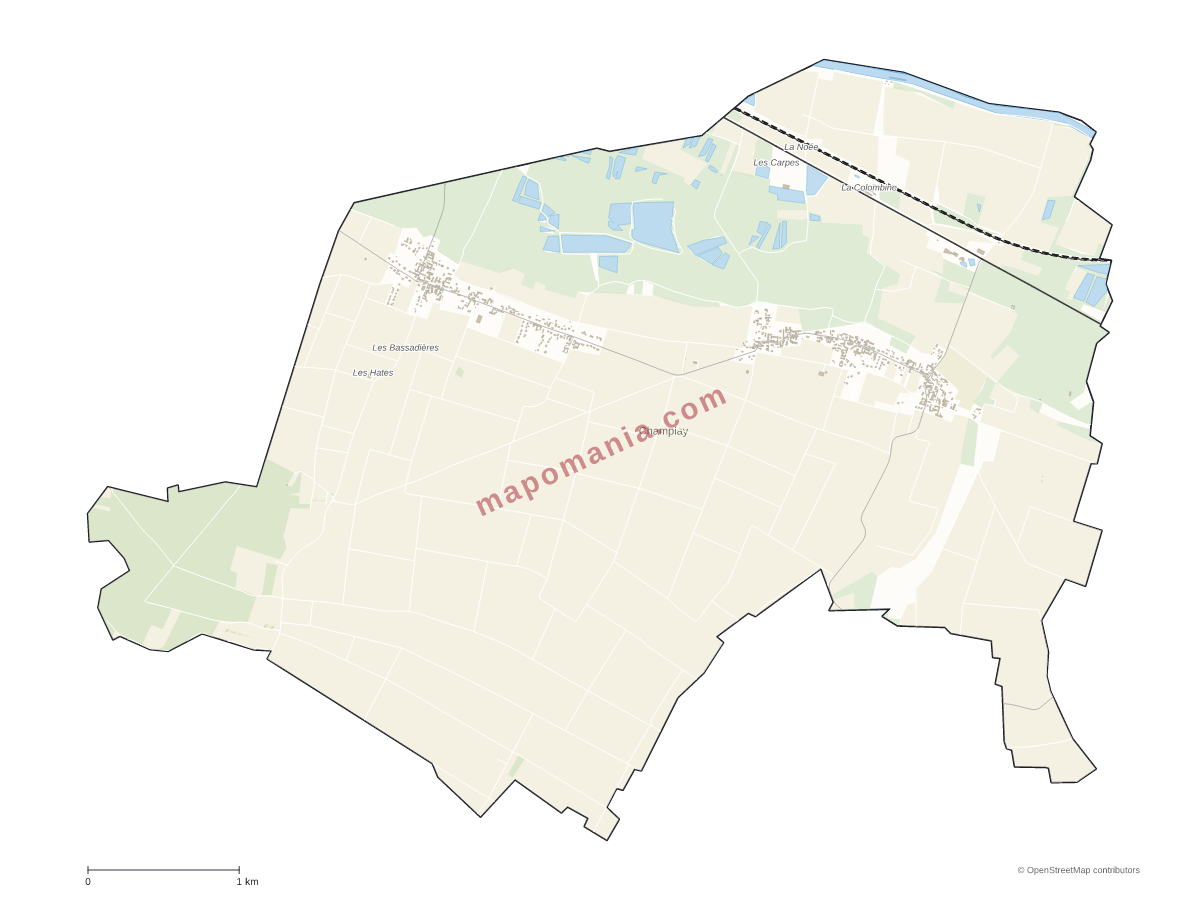 Carte de Champlay à personnaliser