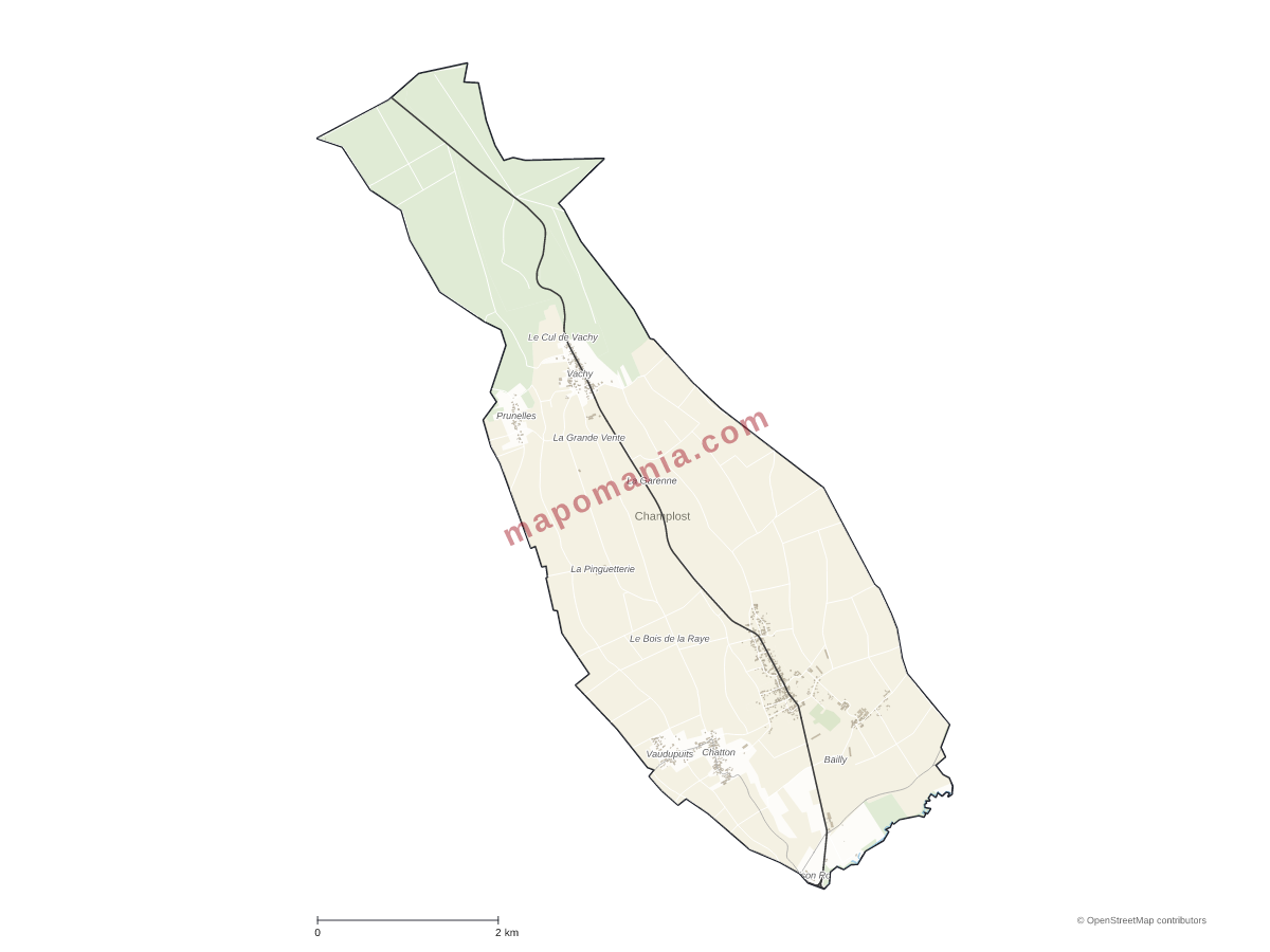 Carte de Champlost à personnaliser