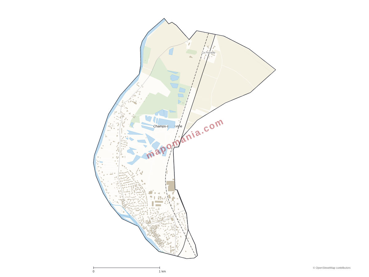 Carte de Champs-sur-Yonne à personnaliser
