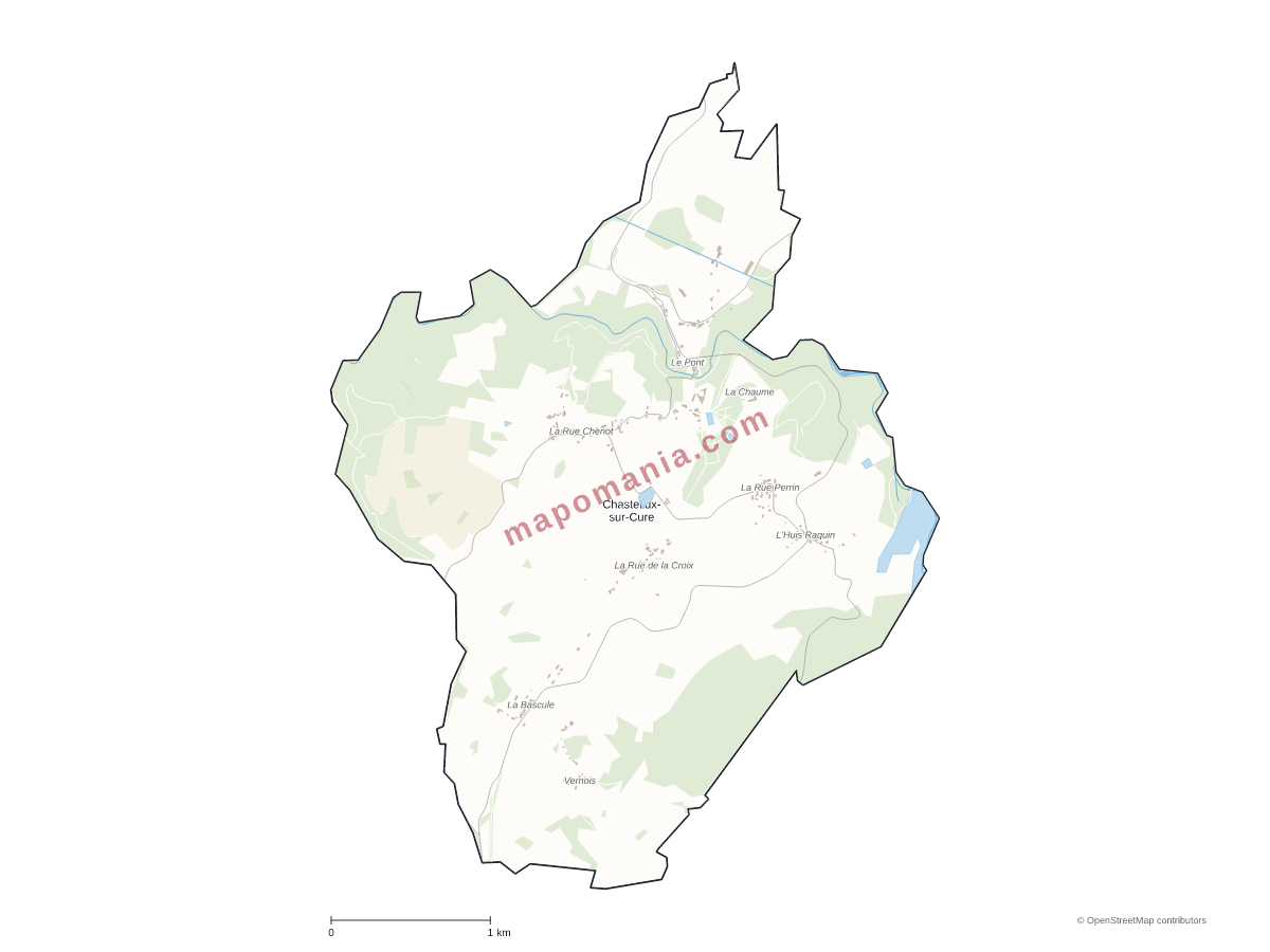 Carte de Chastellux-sur-Cure à personnaliser