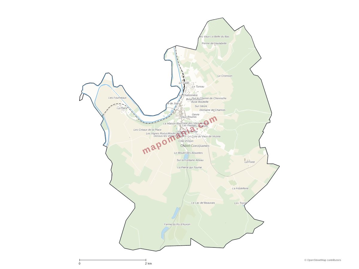 Carte de Châtel-Censoir à personnaliser