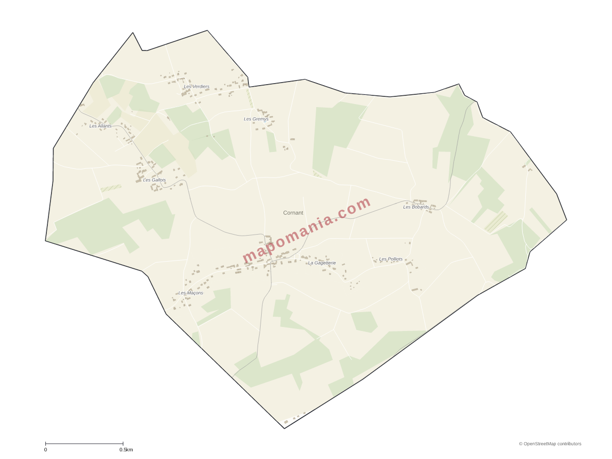 Carte de Cornant à personnaliser