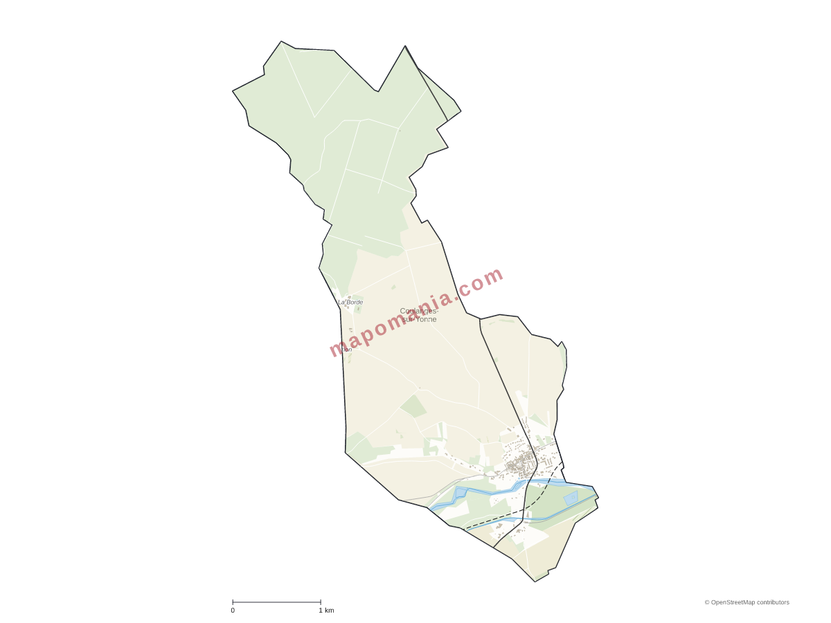 Carte de Coulanges-sur-Yonne à personnaliser