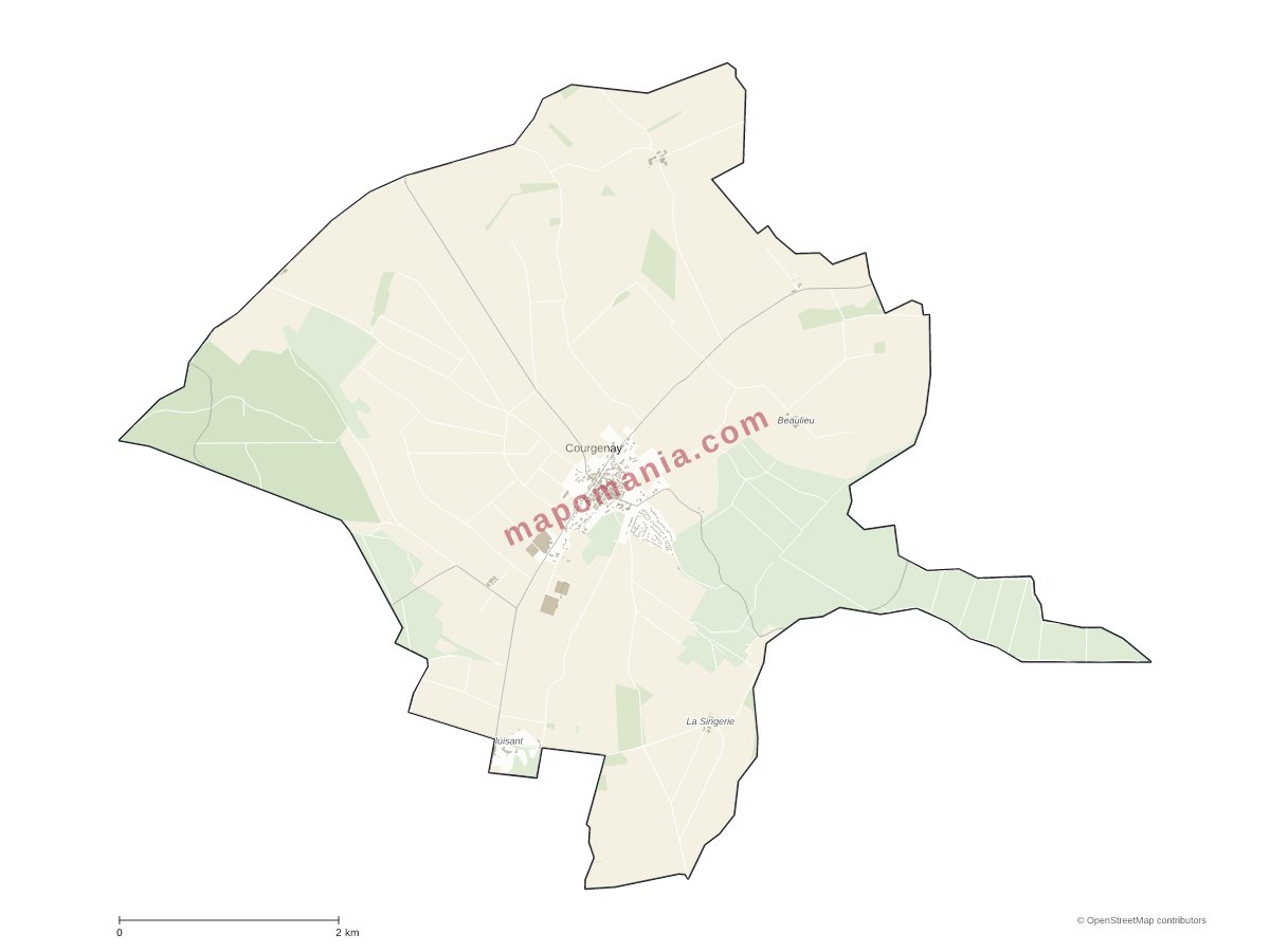 Carte de Courgenay à personnaliser