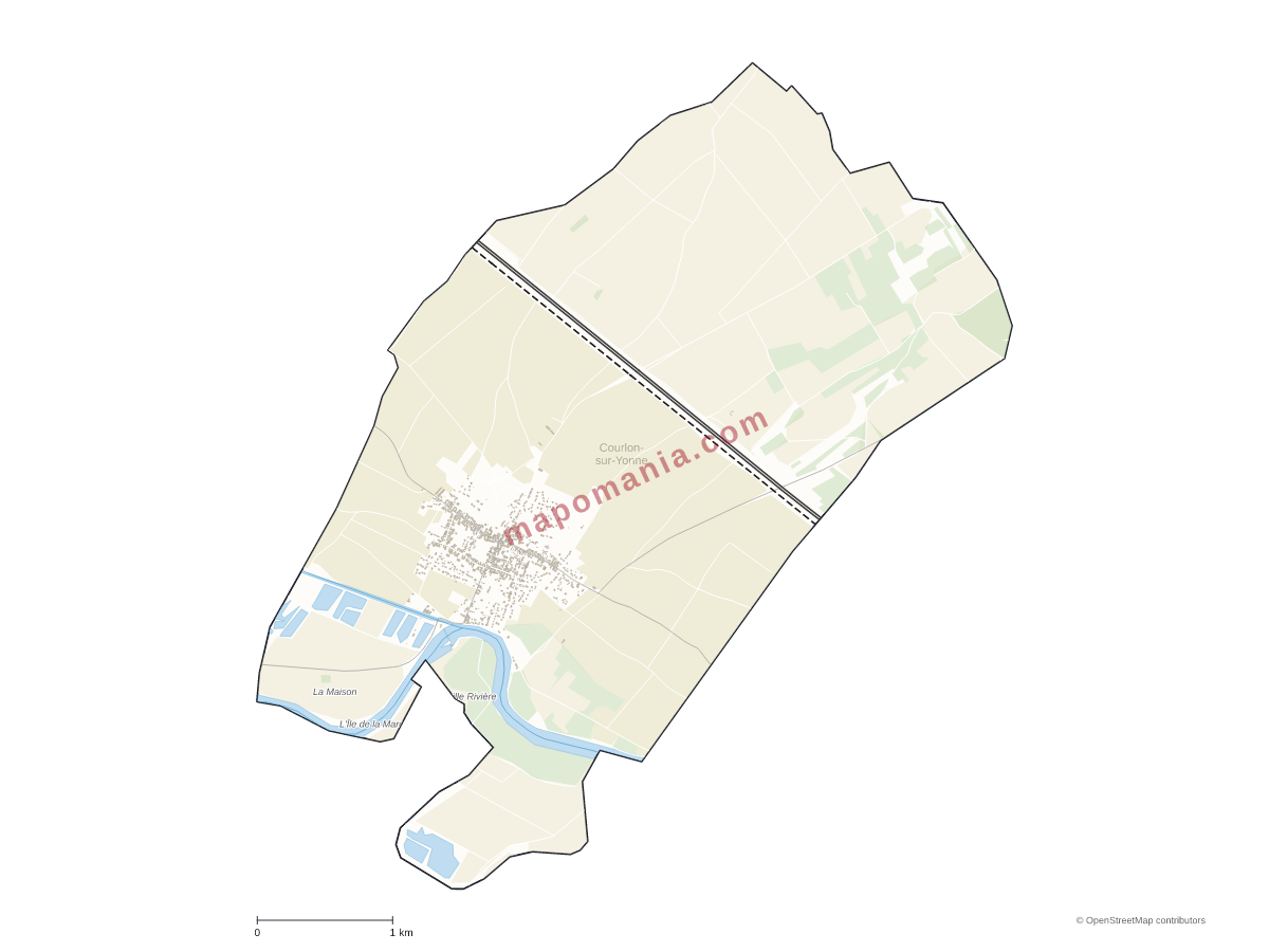 Carte de Courlon-sur-Yonne à personnaliser